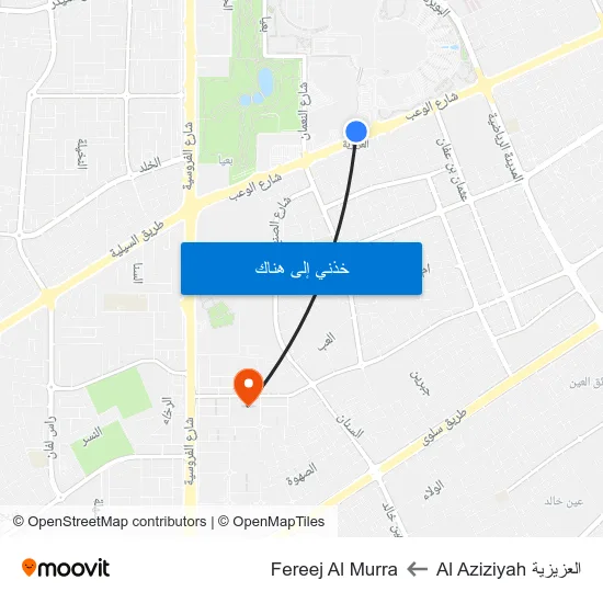 العزيزية Al Aziziyah to Fereej Al Murra map