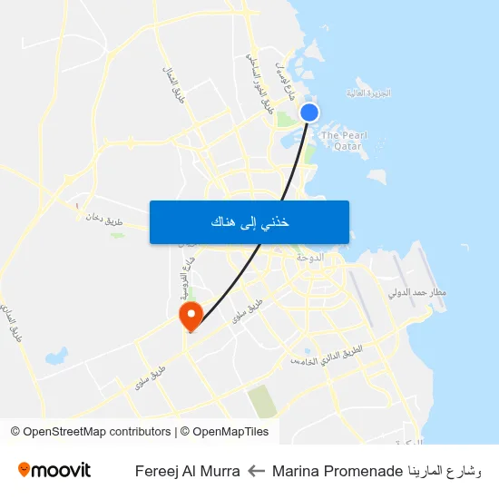 وشارع المارينا Marina Promenade to Fereej Al Murra map