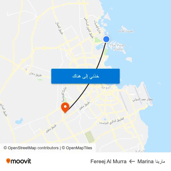 مارينا Marina to Fereej Al Murra map