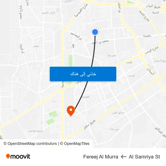 Al Samriya St to Fereej Al Murra map