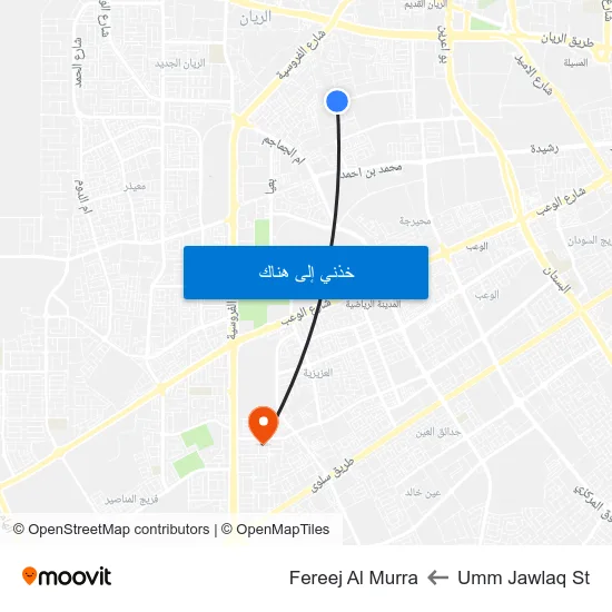 Umm Jawlaq St to Fereej Al Murra map