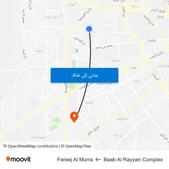 Baab Al Rayyan Complex to Fereej Al Murra map