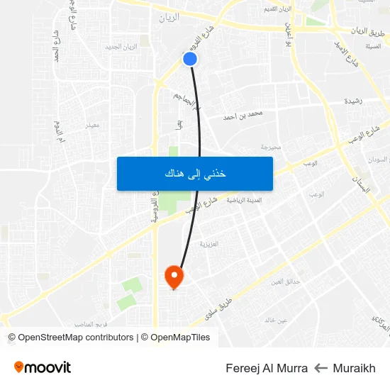 Muraikh to Fereej Al Murra map