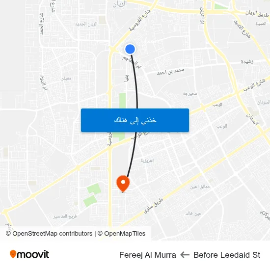 Before Leedaid St to Fereej Al Murra map