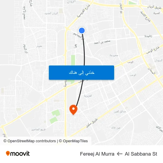 Al Sabbana St to Fereej Al Murra map
