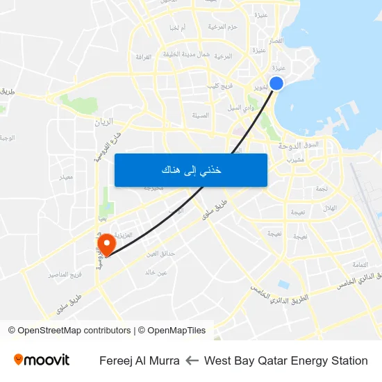 West Bay Qatar Energy Station to Fereej Al Murra map