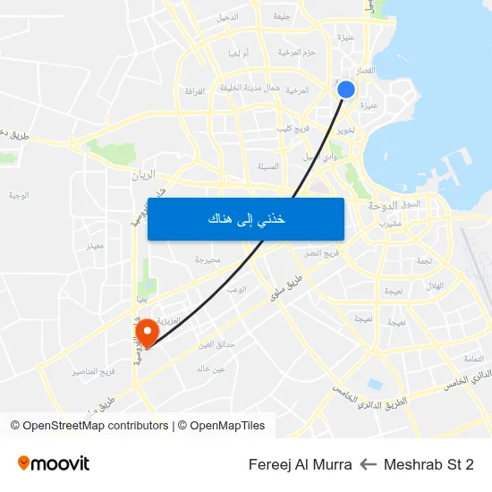 Meshrab St 2 to Fereej Al Murra map