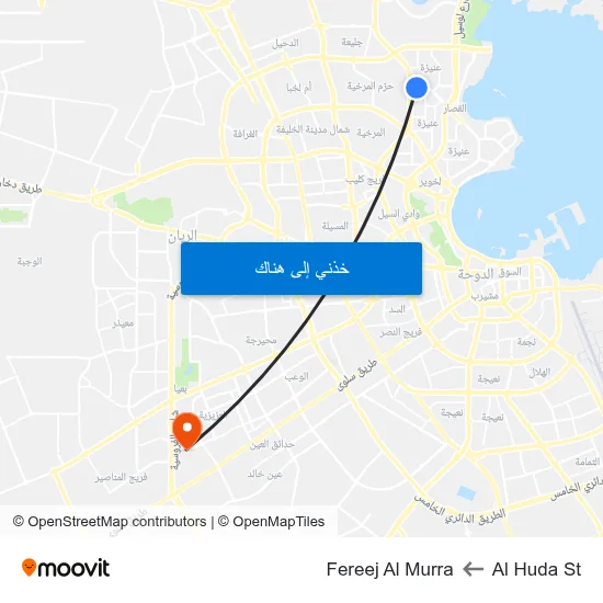 Al Huda St to Fereej Al Murra map