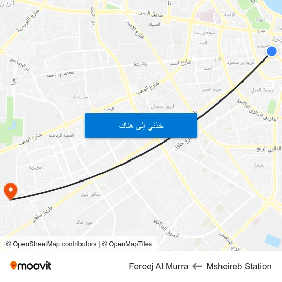 Msheireb Station to Fereej Al Murra map