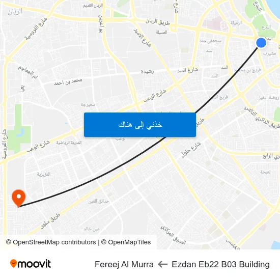 Ezdan Eb22 B03 Building to Fereej Al Murra map
