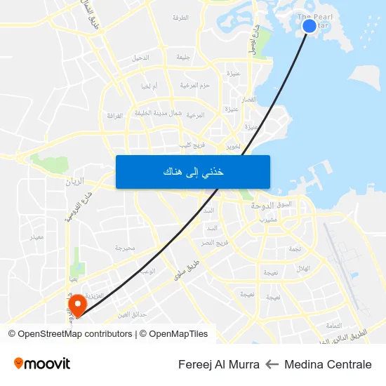 Medina Centrale to Fereej Al Murra map