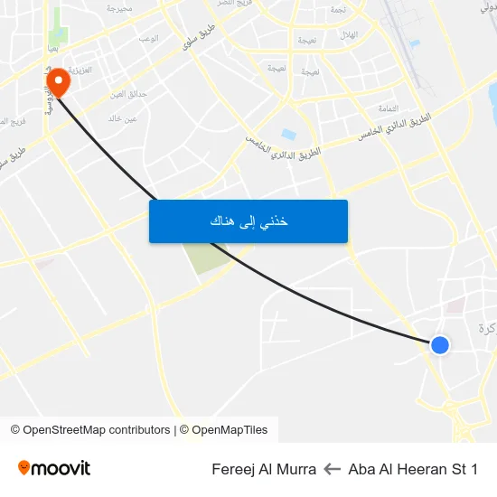 Aba Al Heeran St 1 to Fereej Al Murra map