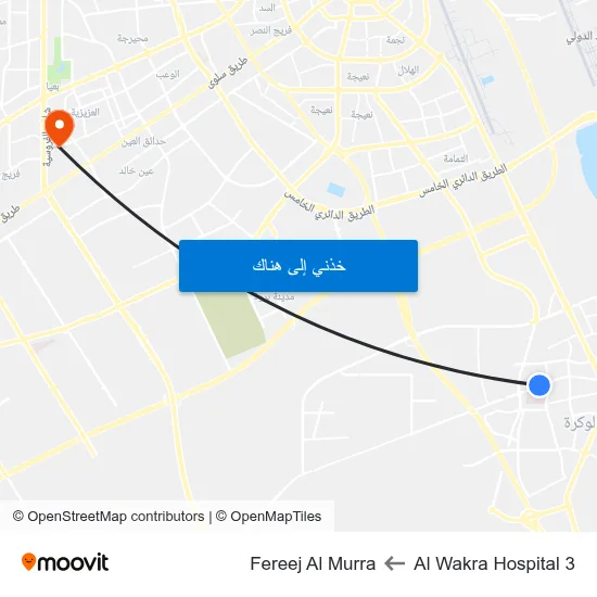 Al Wakra Hospital 3 to Fereej Al Murra map