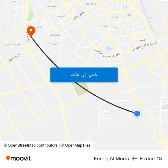 Ezdan 18 to Fereej Al Murra map