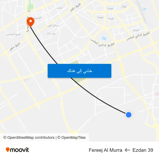 Ezdan 39 to Fereej Al Murra map