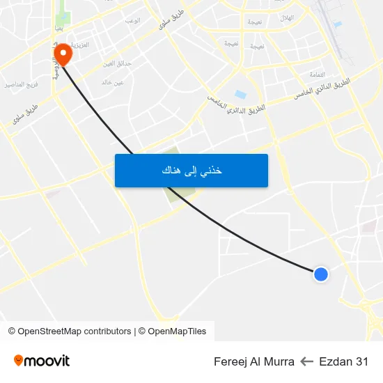 Ezdan 31 to Fereej Al Murra map