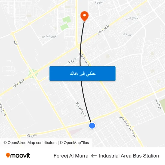 Industrial Area Bus Station to Fereej Al Murra map