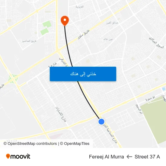 Street 37 A to Fereej Al Murra map