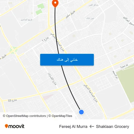 Shaklaan Grocery to Fereej Al Murra map