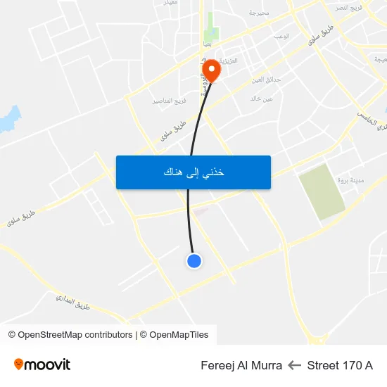 Street 170 A to Fereej Al Murra map