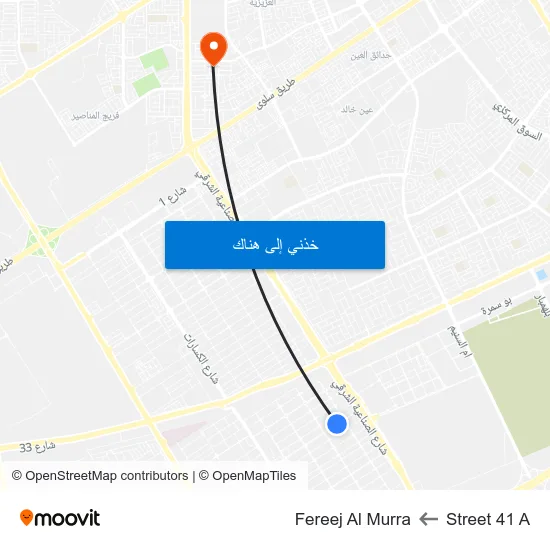 Street 41 A to Fereej Al Murra map