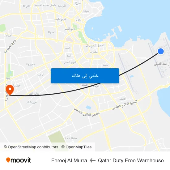 Qatar Duty Free Warehouse to Fereej Al Murra map