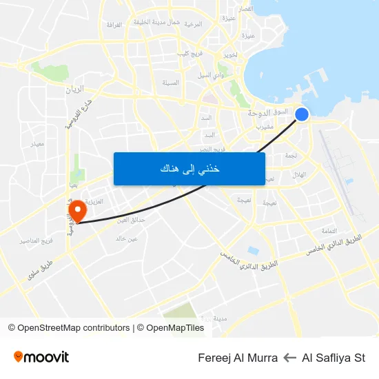 Al Safliya St to Fereej Al Murra map