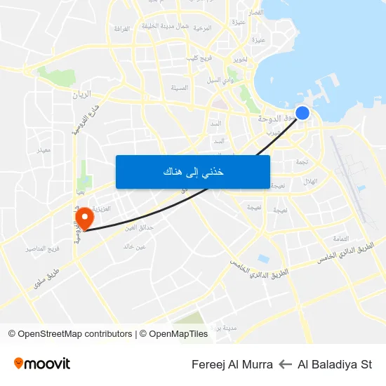 Al Baladiya St to Fereej Al Murra map