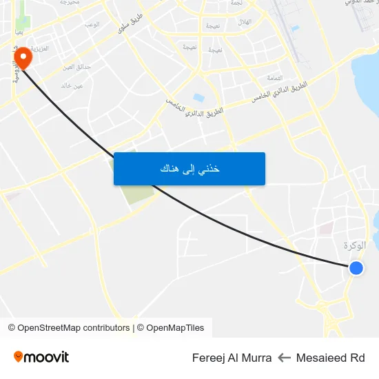 Mesaieed Rd to Fereej Al Murra map