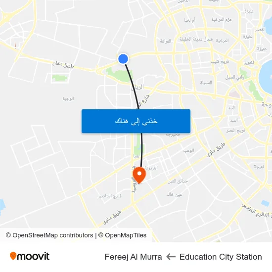 Education City Station to Fereej Al Murra map
