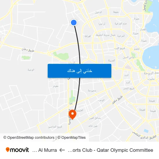 Al Gharrafa Sports Club - Qatar Olympic Committee to Fereej Al Murra map