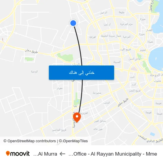 Al Gharrafa Area Office - Al Rayyan Municipality - Mme to Fereej Al Murra map