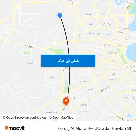 Rawdat Hawtan St. to Fereej Al Murra map