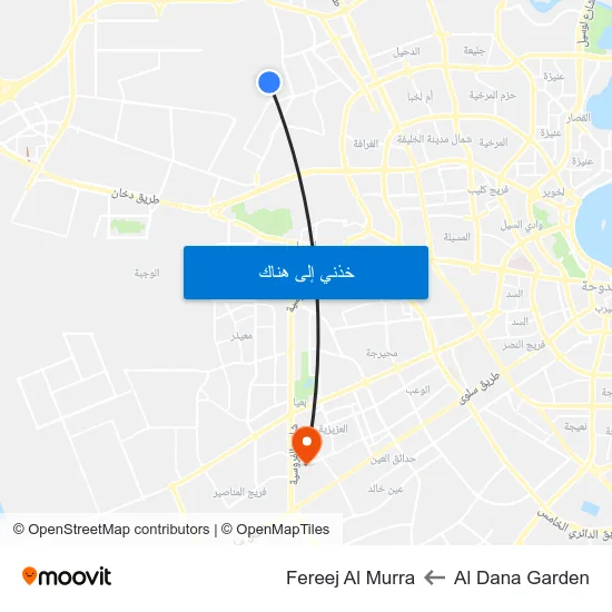 Al Dana Garden to Fereej Al Murra map