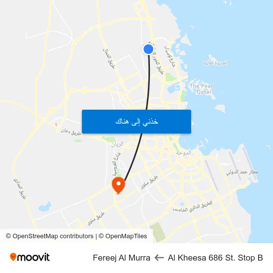 Al Kheesa 686 St. Stop B to Fereej Al Murra map