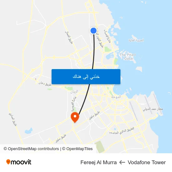 Vodafone Tower to Fereej Al Murra map