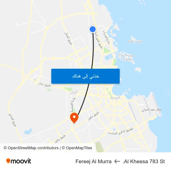 Al Kheesa 783 St. to Fereej Al Murra map