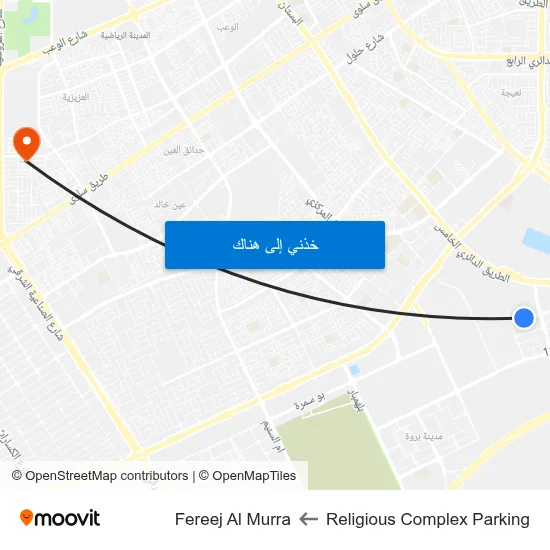 Religious Complex Parking to Fereej Al Murra map
