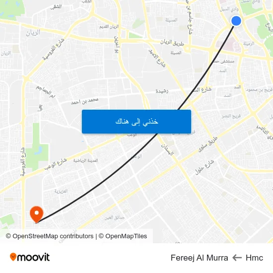 Hmc to Fereej Al Murra map
