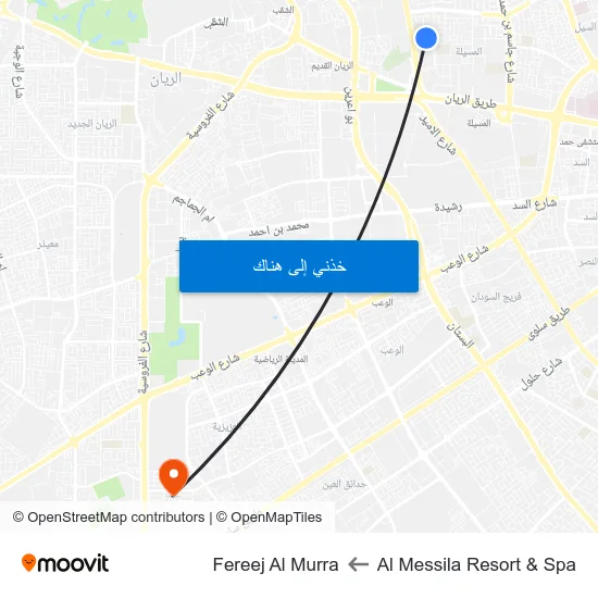 Al Messila Resort & Spa to Fereej Al Murra map