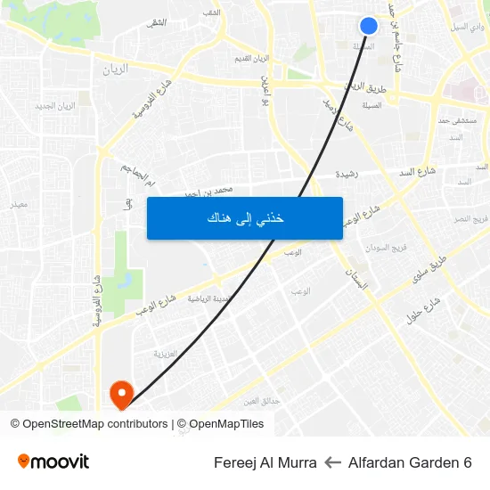 Alfardan Garden 6 to Fereej Al Murra map