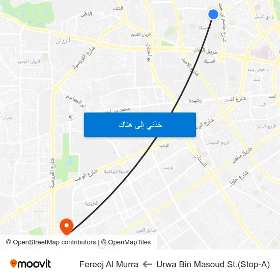 Urwa Bin Masoud St.(Stop-A) to Fereej Al Murra map