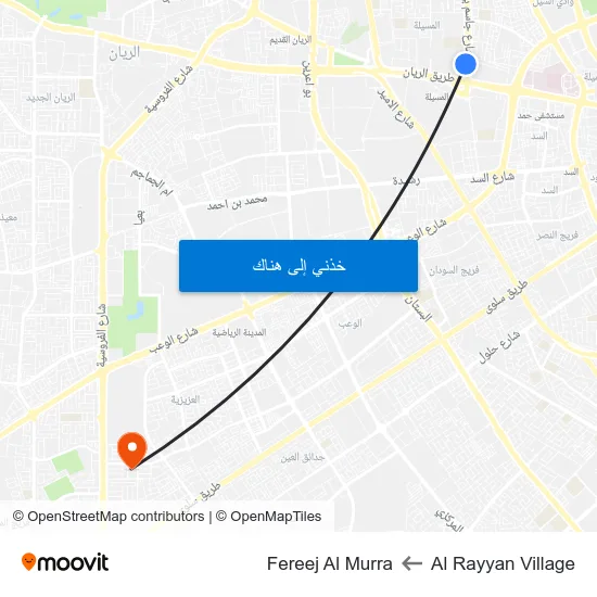 Al Rayyan Village to Fereej Al Murra map