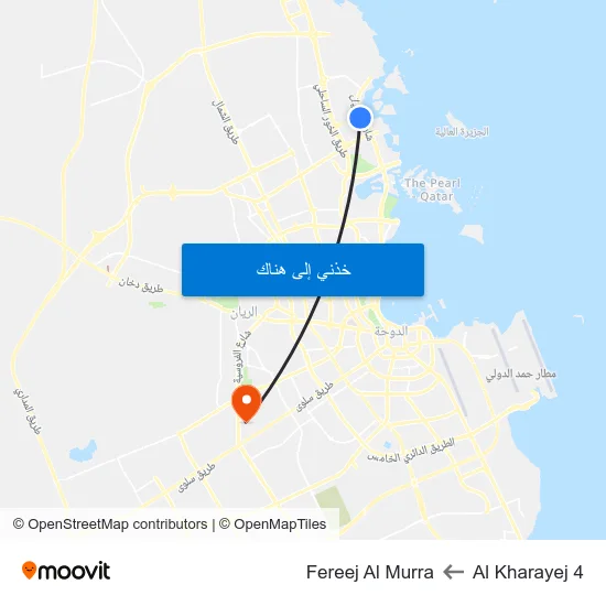 Al Kharayej 4 to Fereej Al Murra map