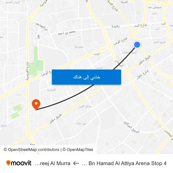 Ali Bn Hamad Al Attiya Arena Stop 4 to Fereej Al Murra map