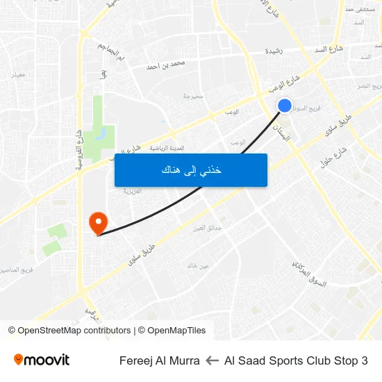 Al Saad Sports Club Stop 3 to Fereej Al Murra map