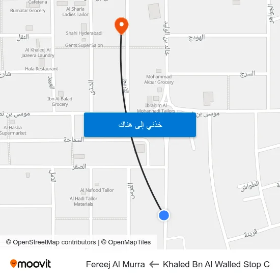 Khaled Bn Al Walled Stop C to Fereej Al Murra map
