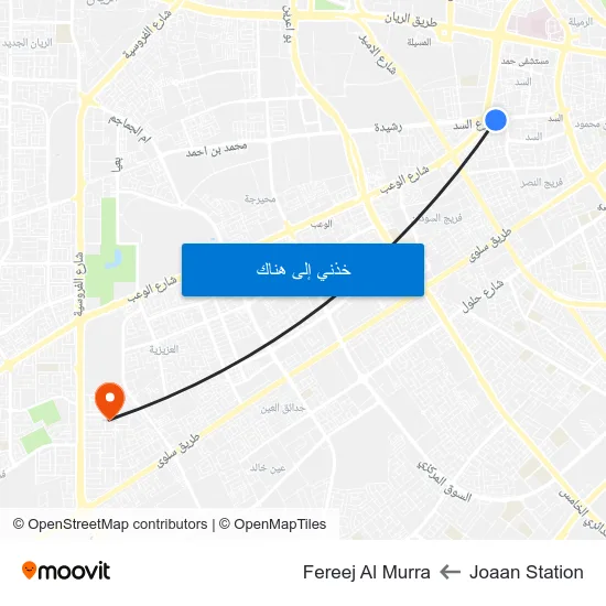Joaan Station to Fereej Al Murra map