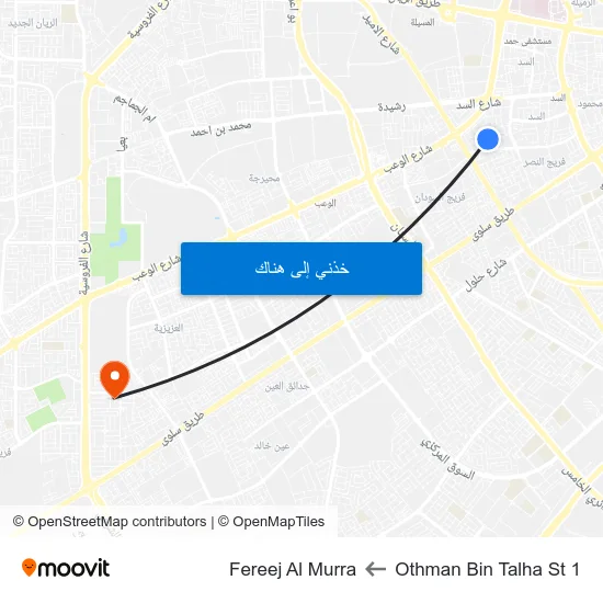 Othman Bin Talha St 1 to Fereej Al Murra map