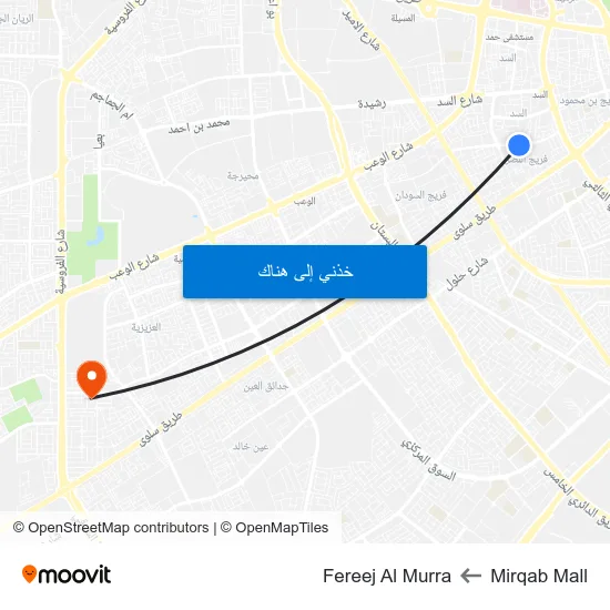 Mirqab Mall to Fereej Al Murra map